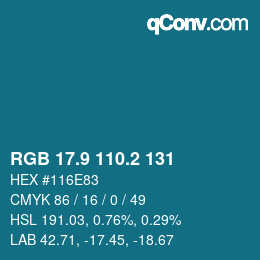 Color code: RGB 17.9 110.2 131 | qconv.com