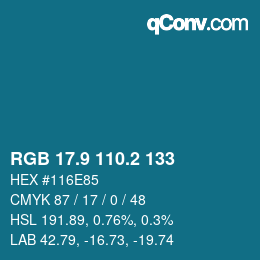Color code: RGB 17.9 110.2 133 | qconv.com