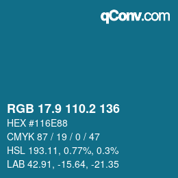 Color code: RGB 17.9 110.2 136 | qconv.com