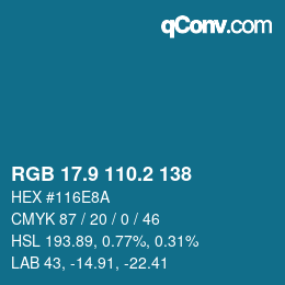 Color code: RGB 17.9 110.2 138 | qconv.com