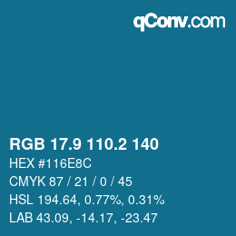 Color code: RGB 17.9 110.2 140 | qconv.com