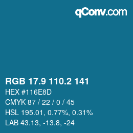Color code: RGB 17.9 110.2 141 | qconv.com