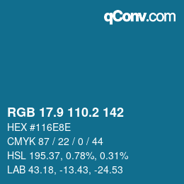 Color code: RGB 17.9 110.2 142 | qconv.com