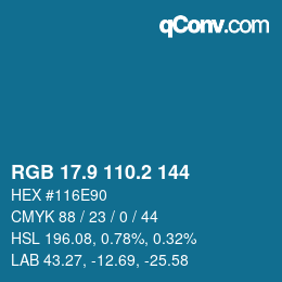 カラーコード: RGB 17.9 110.2 144 | qconv.com