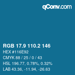Color code: RGB 17.9 110.2 146 | qconv.com