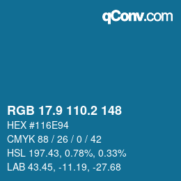 Color code: RGB 17.9 110.2 148 | qconv.com
