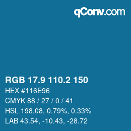 Color code: RGB 17.9 110.2 150 | qconv.com
