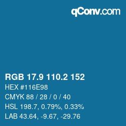 Color code: RGB 17.9 110.2 152 | qconv.com