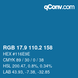 Farbcode: RGB 17.9 110.2 158 | qconv.com