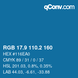 Color code: RGB 17.9 110.2 160 | qconv.com