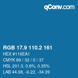 Color code: RGB 17.9 110.2 161 | qconv.com