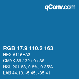 Color code: RGB 17.9 110.2 163 | qconv.com