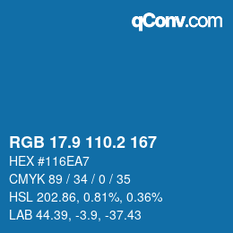 Color code: RGB 17.9 110.2 167 | qconv.com