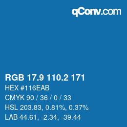 Color code: RGB 17.9 110.2 171 | qconv.com