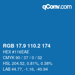 Color code: RGB 17.9 110.2 174 | qconv.com