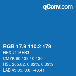 Color code: RGB 17.9 110.2 179 | qconv.com