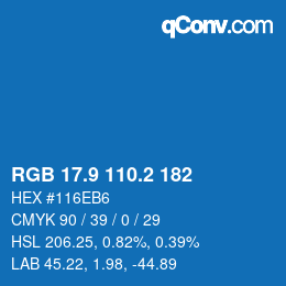 Color code: RGB 17.9 110.2 182 | qconv.com