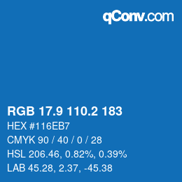 Color code: RGB 17.9 110.2 183 | qconv.com
