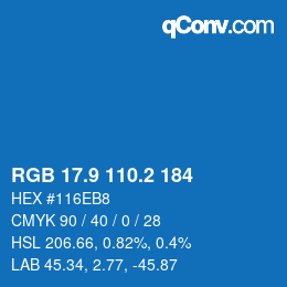 Color code: RGB 17.9 110.2 184 | qconv.com