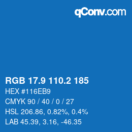 Color code: RGB 17.9 110.2 185 | qconv.com