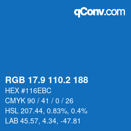 Color code: RGB 17.9 110.2 188 | qconv.com