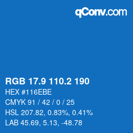 カラーコード: RGB 17.9 110.2 190 | qconv.com