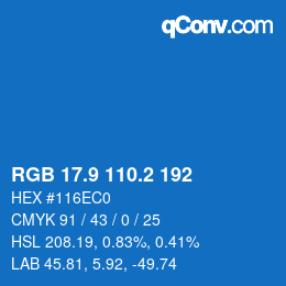 Color code: RGB 17.9 110.2 192 | qconv.com