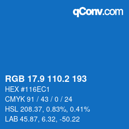 Color code: RGB 17.9 110.2 193 | qconv.com