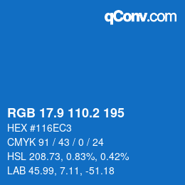 Color code: RGB 17.9 110.2 195 | qconv.com