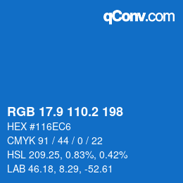 Color code: RGB 17.9 110.2 198 | qconv.com