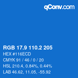 カラーコード: RGB 17.9 110.2 205 | qconv.com