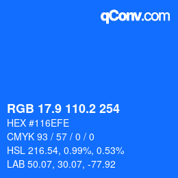 Color code: RGB 17.9 110.2 254 | qconv.com