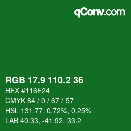 カラーコード: RGB 17.9 110.2 36 | qconv.com