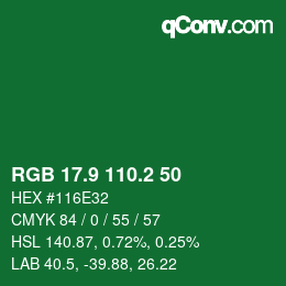 カラーコード: RGB 17.9 110.2 50 | qconv.com