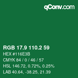 カラーコード: RGB 17.9 110.2 59 | qconv.com