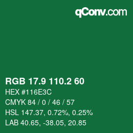 カラーコード: RGB 17.9 110.2 60 | qconv.com