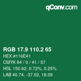 カラーコード: RGB 17.9 110.2 65 | qconv.com