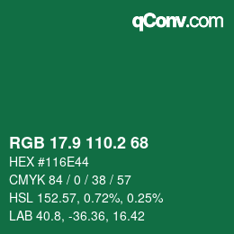 カラーコード: RGB 17.9 110.2 68 | qconv.com