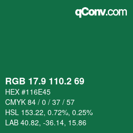 カラーコード: RGB 17.9 110.2 69 | qconv.com