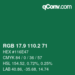 カラーコード: RGB 17.9 110.2 71 | qconv.com