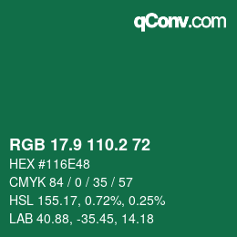 カラーコード: RGB 17.9 110.2 72 | qconv.com
