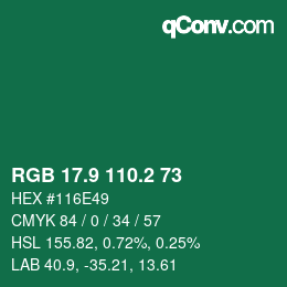 カラーコード: RGB 17.9 110.2 73 | qconv.com