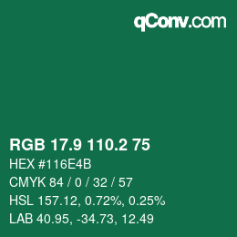 カラーコード: RGB 17.9 110.2 75 | qconv.com