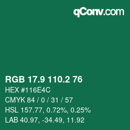 カラーコード: RGB 17.9 110.2 76 | qconv.com
