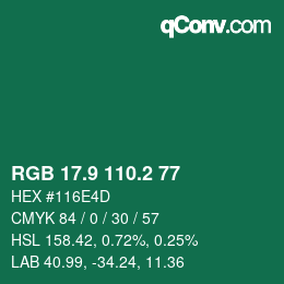 カラーコード: RGB 17.9 110.2 77 | qconv.com