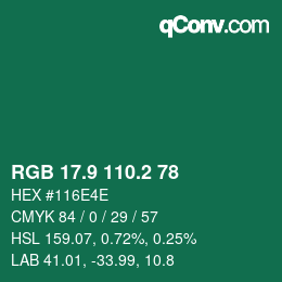 カラーコード: RGB 17.9 110.2 78 | qconv.com