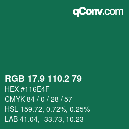 カラーコード: RGB 17.9 110.2 79 | qconv.com