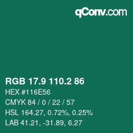 カラーコード: RGB 17.9 110.2 86 | qconv.com
