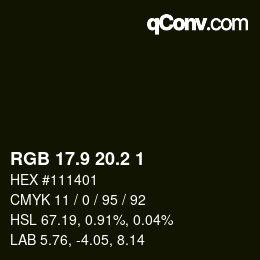 Color code: RGB 17.9 20.2 1 | qconv.com
