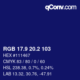 カラーコード: RGB 17.9 20.2 103 | qconv.com